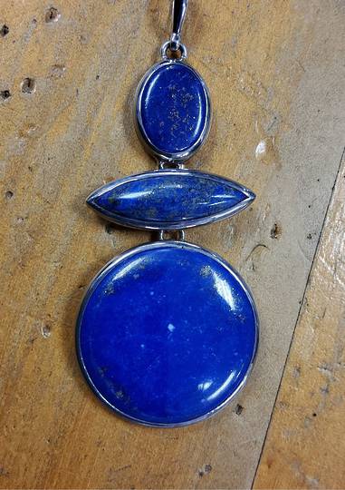 Sterling Silver Triple Tiered Lapis Pendant